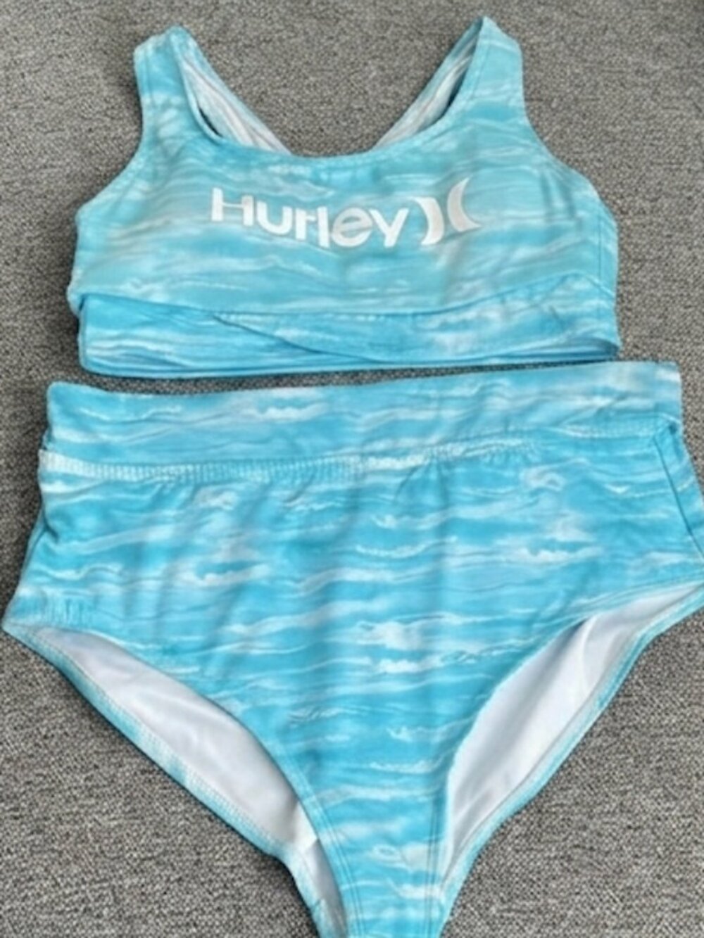 Hurley 2-Piece Bikini Swimsuit Aqua White Size 1X